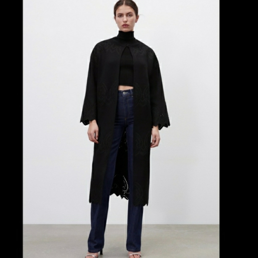 Zara eyelet detail knit coat - Picture 7 of 7
